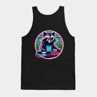 Retro Raccoon DJ Funny Raccoon Tank Top